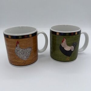 Brandon House Country Quartet Set of‎ 2 Rooster Coffee Mugs by Sakura